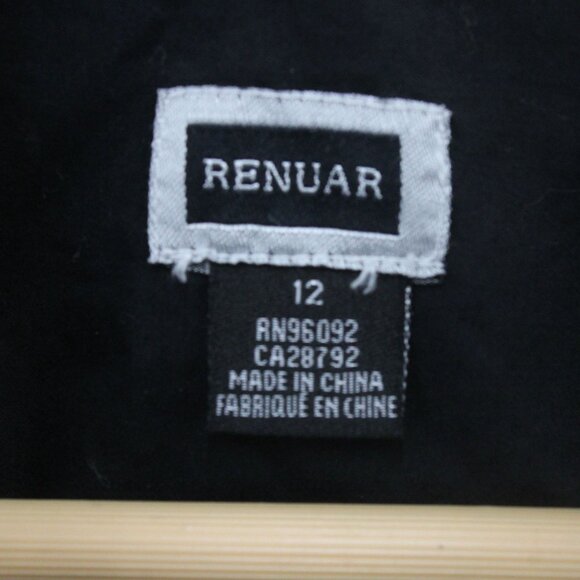 Renuar Shirt Womens Size 12 Black Button Down Short Sleeve Pockets Collared - Picture 6 of 9